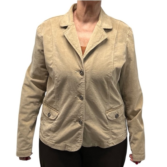 Fresh Produce Tan Corduroy Casual Career Business Blazer Jacket Women’s Large - Picture 10 of 11
